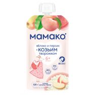 Мамако яблоко и персик с козьим творожком 120 г пюре