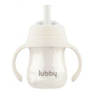 Lubby поильник-непроливайка с трубочкой, с ручк. и грузиком, Молочный 180 мл (35111, силикон, ПП, 6мес+)